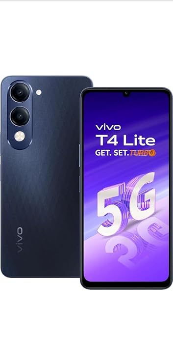 VIVO T4 Lite 5G 8GB RAM, 128GB Storage,  | 6.74'' HD+ 90Hz LCD | Dimensity 6300 | 50MP Dual AI Camera | Android 14 | 6000mAh Battery | IP64 | Side Fingerprint | 15W Charging | Dual SIM  Mix  Colour Fresh