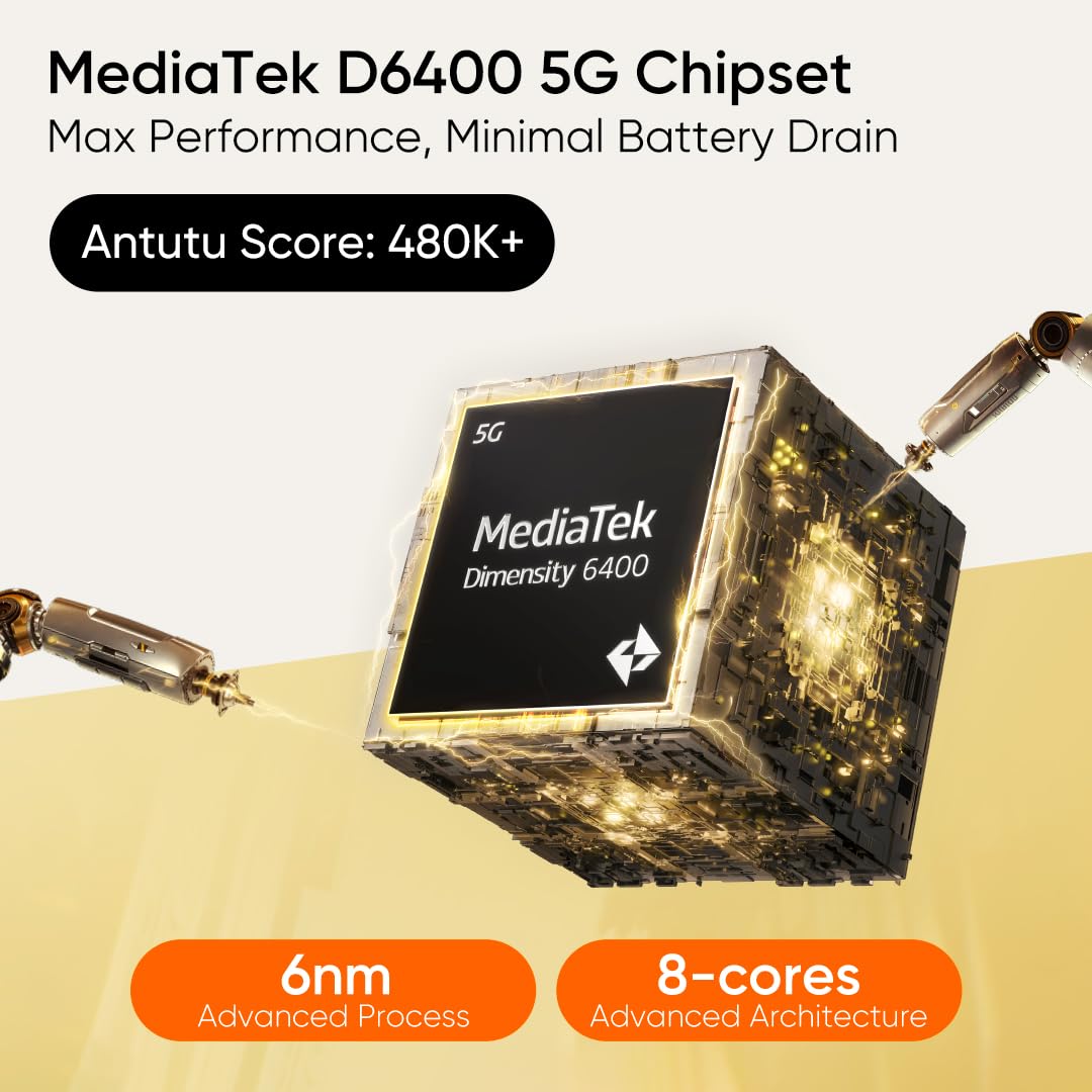 realme NARZO 80x 5G (Sunlit Gold,6GB+128GB) | Dimensity 6400 5G Chipset | 6000mAh Long-Lasting Battery | 45W Fast Charge | 120Hz Eye Comfort Display | IP69 Top-Tier Waterproof