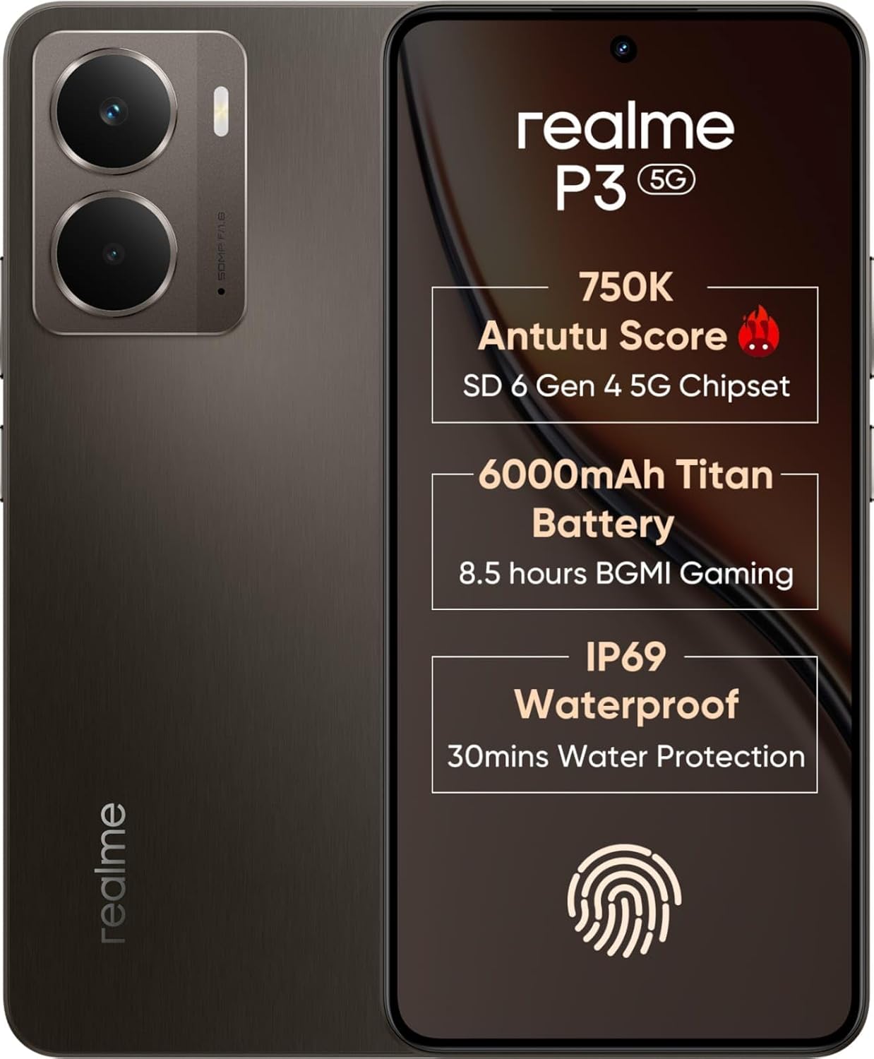 realme P3 5G with 6.67″ FHD+ 120Hz AMOLED Display (6 GB RAM, 128 GB ROM) Comet Grey