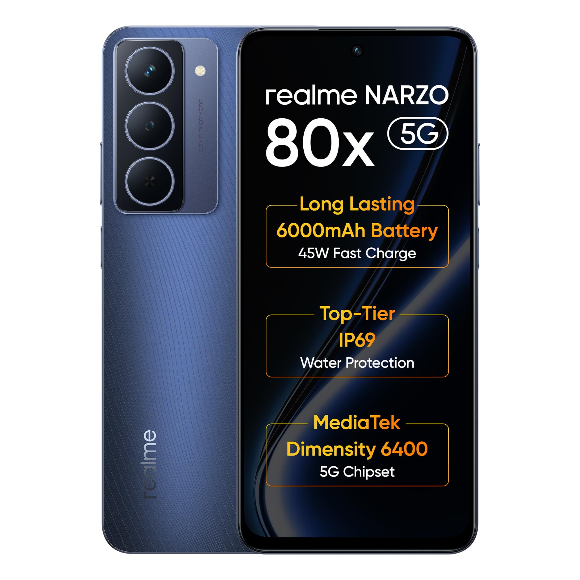 realme NARZO 80x 5G (Sunlit Gold,6GB+128GB) | Dimensity 6400 5G Chipset | 6000mAh Long-Lasting Battery | 45W Fast Charge | 120Hz Eye Comfort Display | IP69 Top-Tier Waterproof