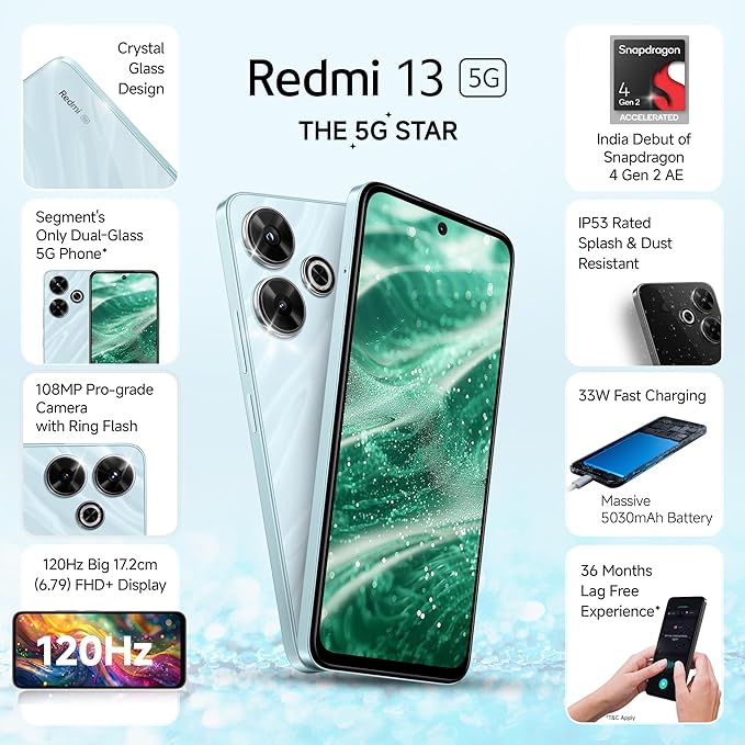 Redmi 13 5G  6GB+128GB | India Debut SD 4 Gen 2 AE | 108MP Pro Grade Camera | 6.79in Largest  Display in Segment   Fresh Mix Colour